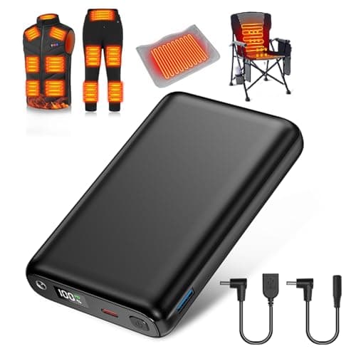 MOSILA 30000mAh Heated Vest Battery Pack 7.4V Heating Vest Battery Bank Power Bank with LED Display DC/USB//Type-C 5V/9V/12V Portable Chargers for Heated Jacket Coat Vest and Warming Clothing for Men