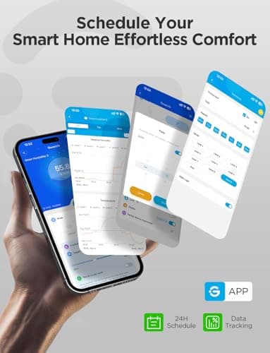 GoveeLife Smart Humidifiers for Bedroom Large Room, Top-Fill Cool Mist 6L WiFi Air Humidifier, Auto Mode, App & Voice Control, 60H Runtime, Rapid Humidification, RGB Nightlight Baby Plants, Black 6