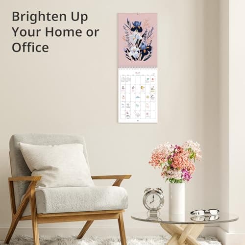 2026 Calendar, Monthly Small Wall Calendar 2026 from January to December 2026，12-Month A4 Size 8.3" x 11.7", Spiral Hanging with Twin-Wire Binding, Perfect for Home or Office, Illustrated Floral 5