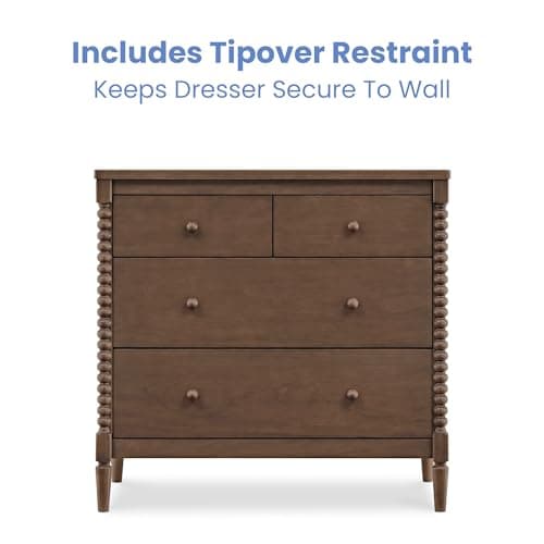Delta Children Saint 4 Drawer Dresser with Changing Top and Interlocking Drawers, Teak Brown 6