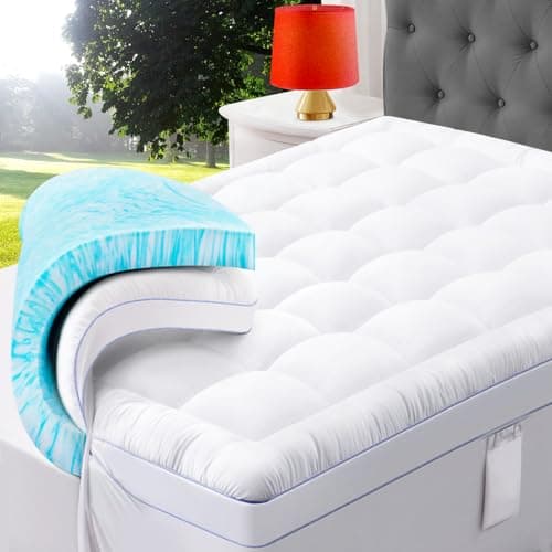 ABENE California King Size Dual Layer 3 Inch Memory Foam Mattress Topper, 2 Inch Memory Foam Bed Pad and 1 Inch Down Alternative Pillowtop Mattress Pad Cover, Plush Soft Bed Topper for Back Pain