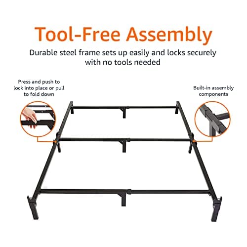 Amazon Basics Metal Bed Frame, 9-Leg Support Base for Box Spring and Mattress, Tool-Free Easy Assembly, No Tools Required, Full Size, Black 5