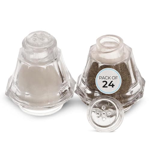Crafts Central Plastic Mini Salt and Pepper Shakers For Party’s, Restaurants and Wedding’s - 24 Pcs (Clear)