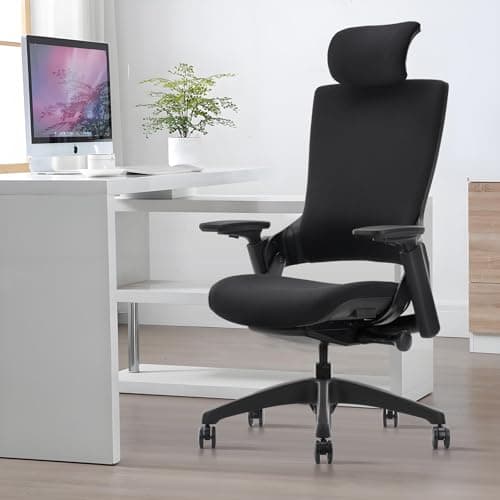 CLATINA Ergonomic High Swivel Executive Chair with Adjustable Height Head 3D Arm Rest Lumbar Support and Upholstered Back for Home Office Black 9