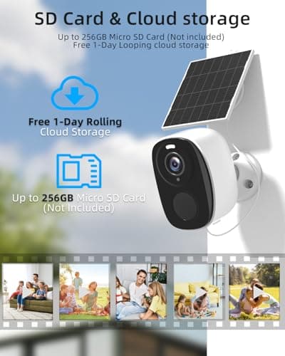 2.4&5ghz WiFi Solar Security Cameras Wireless Outdoor,2K QHD Home Security System, Solar Cameras Kit with 130° Ultra-Wide View, 2-Way Talk, IP65,Color Night Vision, Spotlight & Siren (1, White) 8