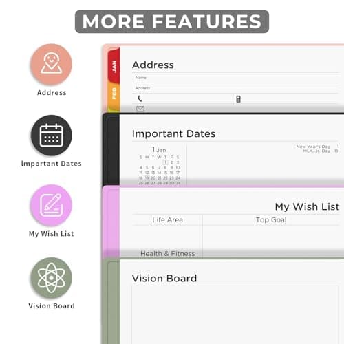 EMSHOI 2026 Planner Weekly and Monthly, Large A4 8.5x11, Jan-Dec 2026 Calendar Agenda with Monthly Tabs, Note Pages, 100GSM Thick Paper, Flexible Cover for Business Work School Academic, Light Green 6