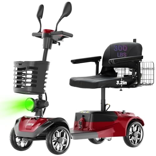 4-Wheel Mobility Scooter for Seniors, Folding Electric Powered Wheelchair, 250W Motor, 15-Mile Range, 5mph Speed, 300 lbs Capacity, All-Terrain, Red, FSA|HSA