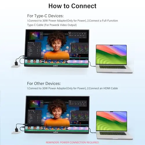 InnoView Large Portable Monitor 23.8inch FHD 1080P 144Hz USB-C, HDMI Computer Display HDR 100% sRGB IPS Gaming Monitor W/180°Adjustable DC Eyes Care Stand for Laptop PC MAC Phone PS4 Xbox Switch 5