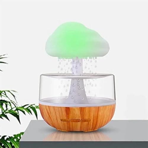 Rain Cloud Humidifier LED Diffuser Multicolor LED Light Home Aromatherapy Ultrasonic Wooden accent 300ml Water tank