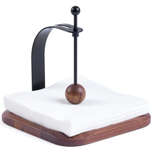 Celestree Napkin Holder for Table - Wooden Cocktail Napkin Holder Weighted Windproof, North American Walnut Napkin Holders for Paper Napkins, Handcrafted for Kitchen Bar Outdoor Party（Gift Ready）