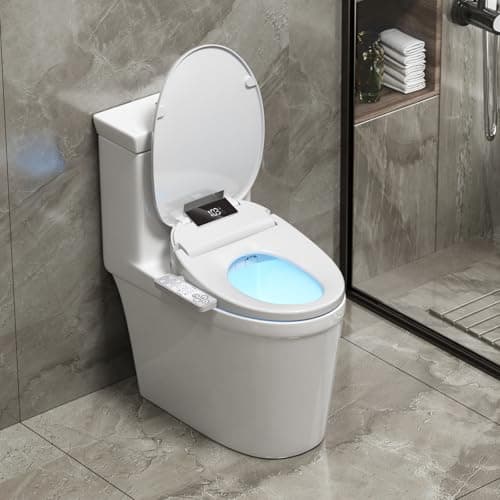WLJBIDET Toilet Bidet Seat, Instant Warm Water, Self-Cleaning Nozzle, Multiple Spraying Modes, Electric Heated Seat, Warm Air Drying, Soft Closed Lid, Display Screen, Requires Electricity, Round 7