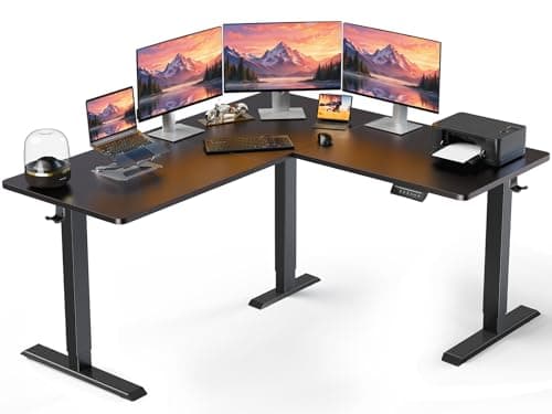 ErGear L Shaped Standing Desk, 63"x55" Electric Adjustable Height Sit Stand up Desk, Ergonomic Large Computer Table, Left & Right Interchangeable Installation, Suitable for Home Office, Black