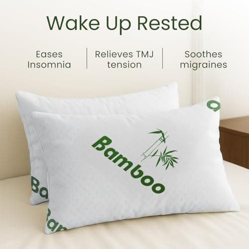 Memory Foam Pillows Queen Size Set of 2 - Cooling Bed Pillows for Sleeping - Back, Stomach, Side Sleeper Firm, Comfy Cool Shredded - 2 Pack, Rayon Derived from Bamboo 5