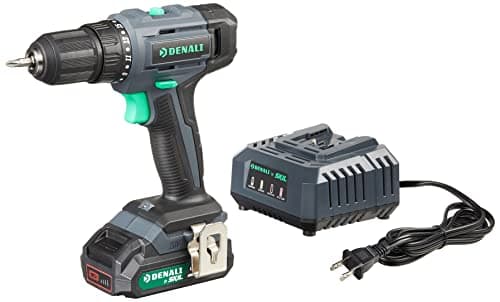 Amazon Brand - Denali by SKIL 20V Cordless Drill Driver Kit with 2.0Ah Lithium Battery and 2.4A Charger, Blue, 26.0"L x 18.1"W x 18.1"H