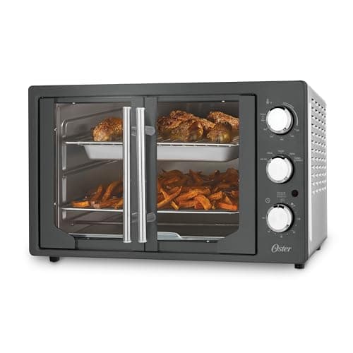 Oster Extra-Large French Door Toaster Oven, 6-in-1 Countertop Air Fryer Oven, Stainless Steel