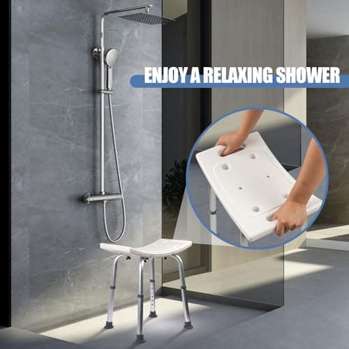 Ez2care Shower Chair, Adjustable Non-Slip Shower Bench with Suction Feet, Shower Seat for Inside Shower or Tub, Medical Bath Stool for Adults, Elderly & Disabled 6