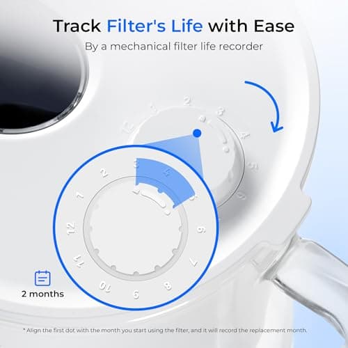 Waterdrop Large Glass Water Filter Pitcher, Eco-Friendly, with 1 NSF 53&42&372 Certified Filter, 10-Cup, Reduces PFOA/PFOS, Chlorine, Cadmium, Copper, Mercury, BPA Free, Easy to Clean, White 7