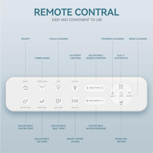 YOURLITE Bidet Toilet Seat, Elongated Toilet Seat Warm Water, Heated Seat Bidet with Remote Control,Self-cleaning Nozzle Temperature Adjustable LED Light, Need Electricity, Black 6