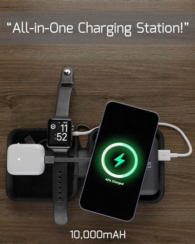 goojett 5-in-1 Wireless Portable Charger: 4 Built-in Cables, USB-C 10000mAh Digital Display + Flashlight, Power Bank - External Battery Pack Compatible with iPhone, Samsung, iPad. Batería Portátil. 2