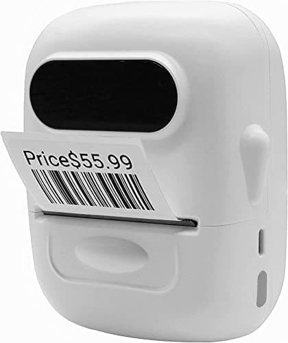 HYBSK Bluetooth Thermal Printer with Label, P50 Portable Barcode Label Maker Machine for Retail,Small Business, Office,Compatible with iPhone/Android (White)