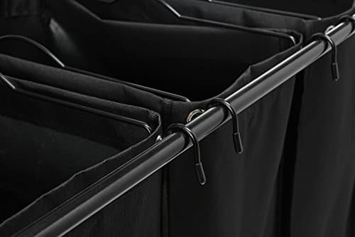 Marble Field 3-Bag Heavy-Duty Laundry Sorter Cart with Ironing Board Laundry Room Organizer with Casters Black 6