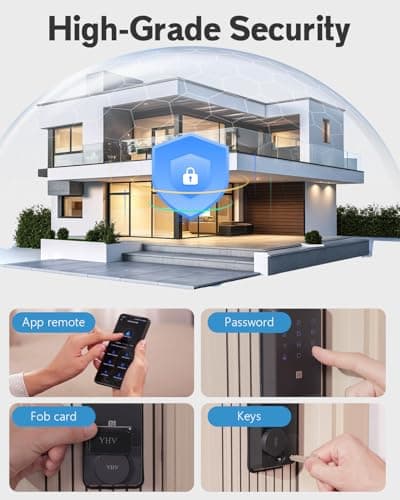 Smart Door Lock with Apple Home Key, Fingerprint Keyless Entry Door Lock Safety Keypad Deadbolt with Code, Built-in Wi-Fi, IP65, Supports Apple Homekit, Alexa, Google for Front Door or Back 6