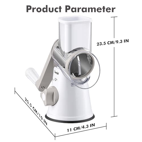 Geedel Rotary Cheese Grater, Kitchen Mandoline Vegetable Slicer with 3 Interchangeable Blades, Easy to Clean Rotary Grater Slicer for Fruit, Vegetables, Nuts 9