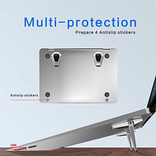Laptop Stand Portable,Zinc Alloy Laptop Mini Stand,Laptop Riser Invisible,Ergonomic Laptop Stand Cooling Suitable for 12-20 Inches Laptop.（Silver-2pieces） 8