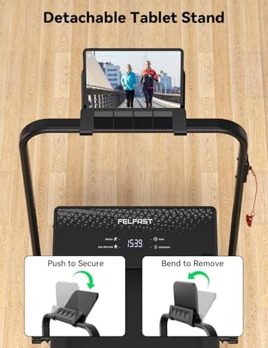 FelFast Walking Pad, 12% 5-Level Auto Incline Treadmill, 2-in-1 Under Desk Foldable w/Remote Control, 12 HIIT Mode, 265 Lbs, 7.6 MPH Max, Portable Treadmill for Office Home w/Tablet Stand 7