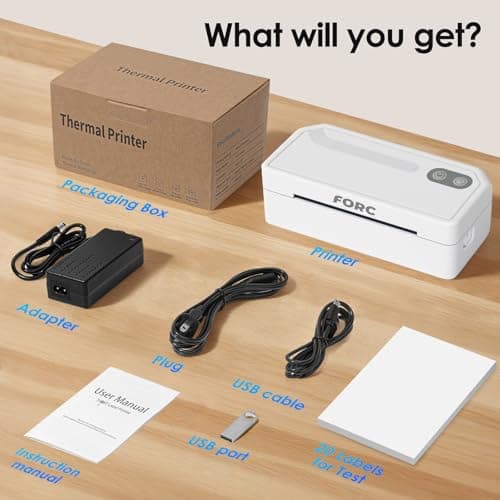 Forc Shipping Label Printer,4X6 Thermal Label Printer for Small Business & Office Package,Compatible with Android, iOS, Windows and Mac, Widely Used for Amazon,UPS,Etsy,USPS 7