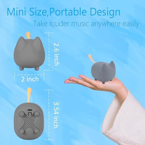 gingo Portable Bluetooth Speaker, Mini Wireless Speakers with Clarity Stereo Audio, MP3 Player,Super Bass,TWS Pairing,40H Playtime,BT5.3,Powerful Rich Room-Filling Sound, Cute Pet Speaker (Grey) 7