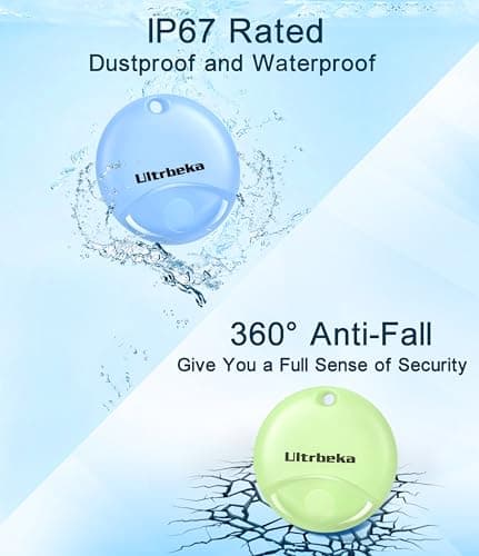 Ultrbeka Tag 4 Pack Air Tracker Work with Apple Find My (iOS only), Item Locator i Tag, Waterproof Mini Trackers for Bags, Luggage, Package, Comes with 4 Keyrings, Black and White 6