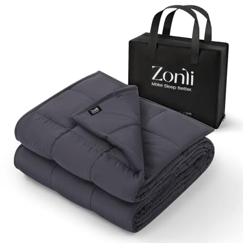 ZonLi Weighted Blanket 15 lbs(48''x72'', Twin Size, Grey), Weighted Blanket for Adults, with Glass Beads