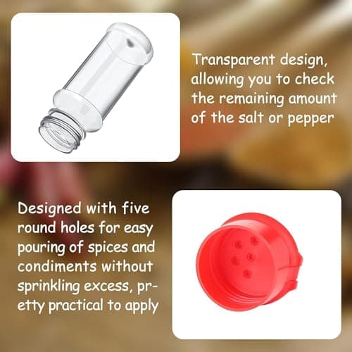 2Pcs Small Plastic Clear Salt Pepper Shaker Seasoning Jar Vinegar Cruet BottlePot Kitchen Accessories,alt container,Travel Salt and Pepper Shakers, Convenient Clear Spice Dispenser Salt Shakers 8