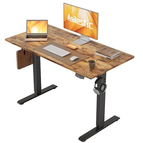 Agilestic Electric Standing Desk 40 x 24 Inches, Height Adjustable Desk, Sit Stand up for Work Office Home, Ergonomic Rising Computer Table with Memory Preset, Rustic Brown