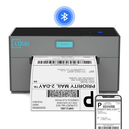 Bluetooth Thermal Shipping Label Printer, 4x6 Label Printer for Shipping Packages, Support iOS, iPhone, iPad, Android, Mac and Windows, Widely Used for Amazon, Ebay, Shopify, Etsy, USPS,UPS