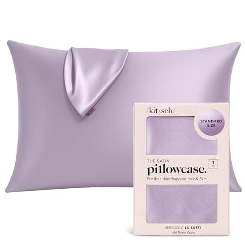Kitsch Satin Pillowcase with Zipper for Hair & Skin - Softer Than Silk Pillow Cases, Smooth Cooling Satin Pillow Case, Wrinkle-Free, Machine Washable, Pillow Cases Standard Size 19x26 - Lavender