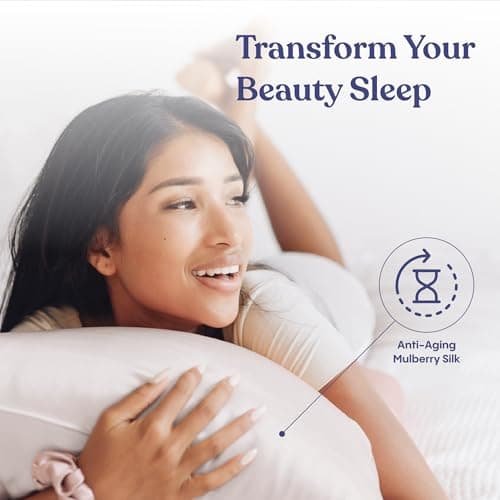 FluffCo 100% Pure Mulberry Silk Pillowcase - Queen Size | Luxurious Cooling Pillowcase for Hair & Skin Care | 22 Momme Natural Silk Body Pillowcase for Standard US Bedding (White) 5