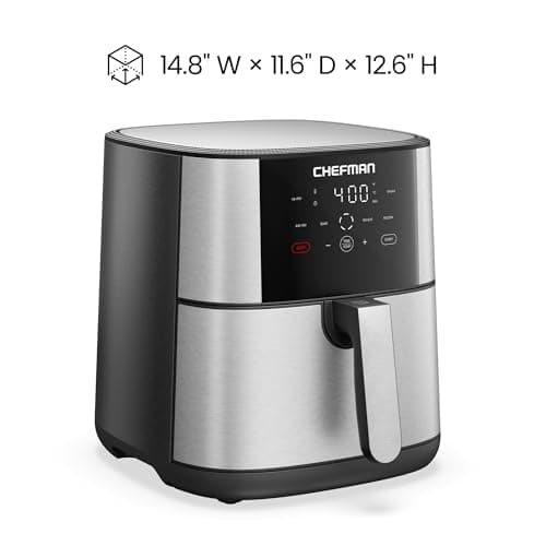 Chefman Air Fryer 8 Qt | TurboFry® 4-in-1 with 450°F Hi-Fry Option for Crispier Results | Bake, Dehydrate, Frozen | XL Nonstick Dishwasher-Safe Basket | Stainless Steel 7