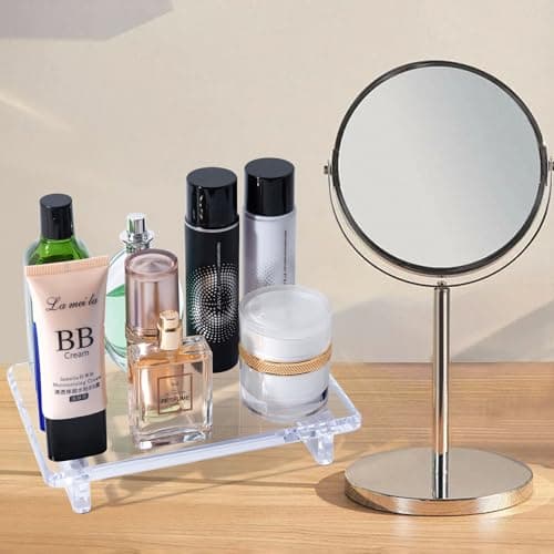 Acrylic soap Dish Tray for Bathroom Counter and Kitchen - Waterproof Countertop Organizer for Soap Dish, Vanity, Plants, Candles (1, Large-9 x 5.9 x 1.5 inch) 5