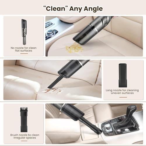 MZGO Car Vacuum Portable Cordless 120W/12kPa High Power Handheld Portable Handheld Vacuum Cordless Cleaner with Low Noise Wet and Dry Use Auto Vacuum Cleaner for Car Home Cleanning 7