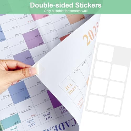24" x 36" Exellewis 2025-2026 Academic Wall Calendar, July 2025 to June 2026, Folded Large Yearly Planner 12 Months, 2-Sided Reversible Horizontal/Vertical School Office Business Year Calendar 7