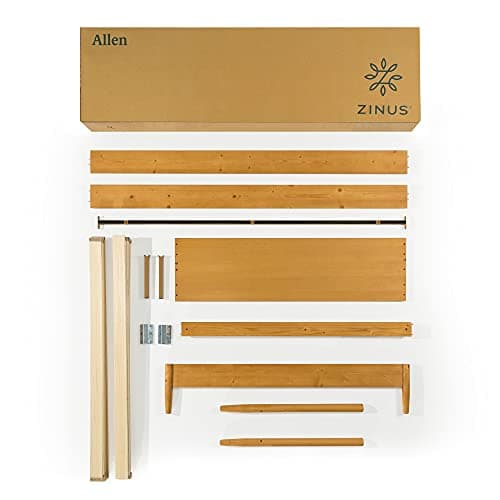 Zinus Allen Mid Century Wood Platform Bed Frame, Solid Wood Foundation, Wood Slat Support, No Box Spring Needed, Easy Assembly, Queen 7
