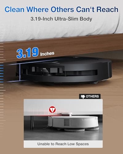 ECOVACS DEEBOT T50 PRO Omni Robot Vacuum and Mop, 3.19” Ultra-Slim, 15,000Pa Suction, ZeroTangle 2.0, TruEdge Edge Cleaning, AIVI 3D Obstacle Avoidance, Auto Mop Wash & Dry, Self-Emptying 5