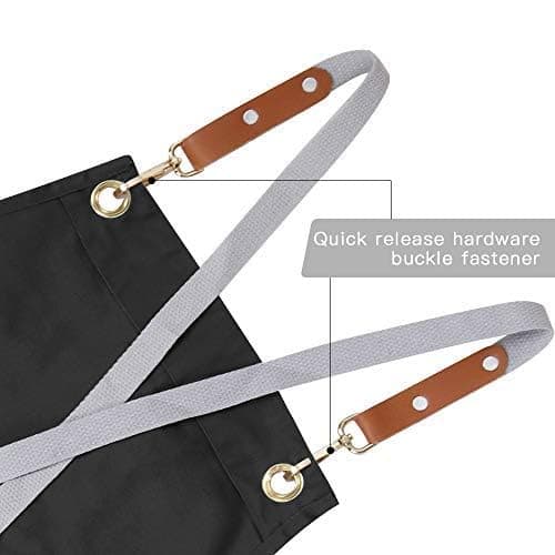Mignongirl Chef Apron-Cross Back Apron for Men Women with Adjustable Straps and Large Pockets,Canvas,M-XXL,Black 6