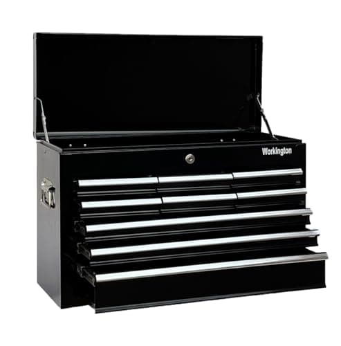 Workington Portable Metal Tool Chest with 9 Drawers, 24" 9-Drawer Tool Chest Cabinet with Ball Bearing Drawer Slides, Steel Tool Storage Box Organizer 4006 Black 7