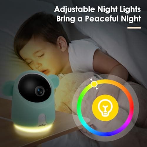 Baby Monitor with Camera and Audio, 1080P Baby Camera Monitor WiFi Smartphone App Control Night Vision Webcams 2-Way Talk Temperature & Humidity Sensor Lullabies Motion & Cry Detection iOS/Android 7