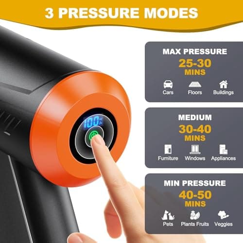 EVEAGE Q7 Cordless Power Pressure Washer, MAX 1000PSI, 2.5GPM Adjustment Portable Power Cleaner, Rechargeable Battery Powered Handheld High-Pressure Washer Gun for Car, Home/Floor Cleaning 2