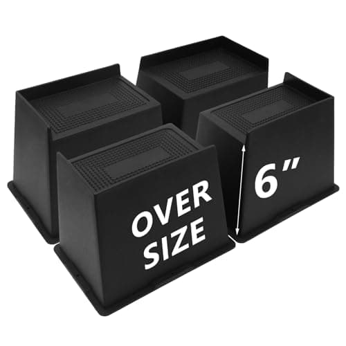 HANIHUA 4 Pack Bed Risers 6 inch Heavy Duty, Oversized Furniture Risers, Extra Wide Bed Lifts Risers for Table, Sofa, Dorm Twin XL, Couch, Desk, Bed Frame Risers Supports Up to 6,500 Lbs