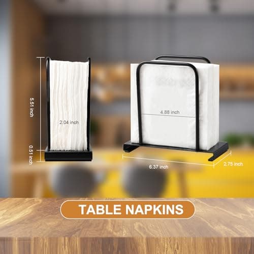 WIVKFML Napkin Holder, Modern Standing Paper Napkin Holders for Kitchen Dining Table, Metal Napkin Storage for All Dining Room Decors, Black 6